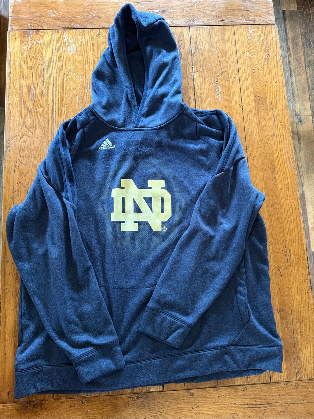 adidas Navy Hoodie with Notre Dame Logo with front pockets